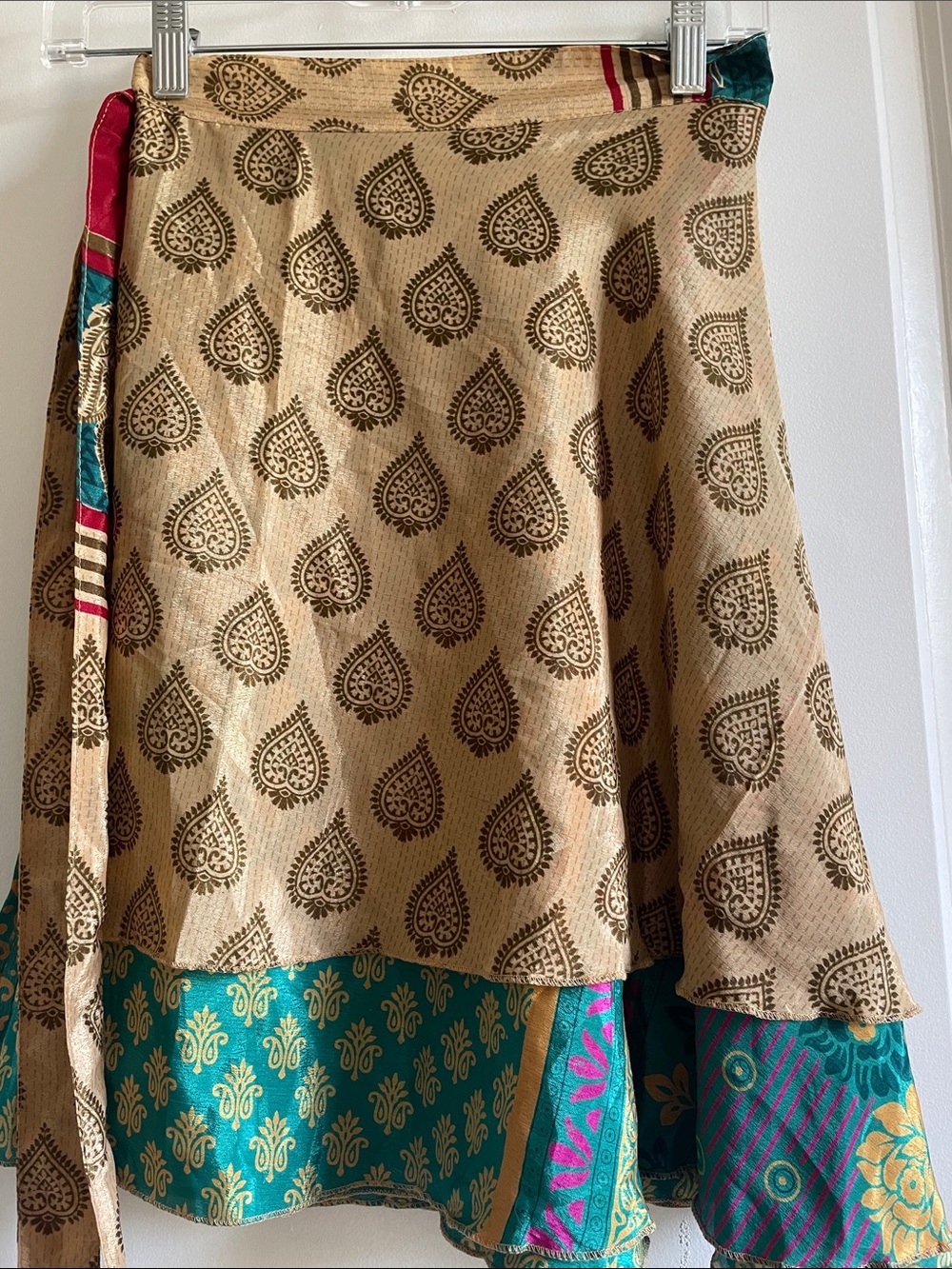 Sari silk boho chic Wrap Skirt jewel tones fits 2-12 ❤️one of a kind❤️ NWT - Picture 8 of 11